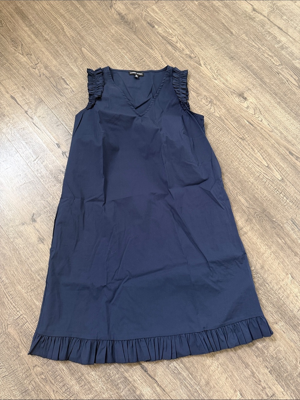 Navy Ruffle-Trim V‑Neck Mini Dress